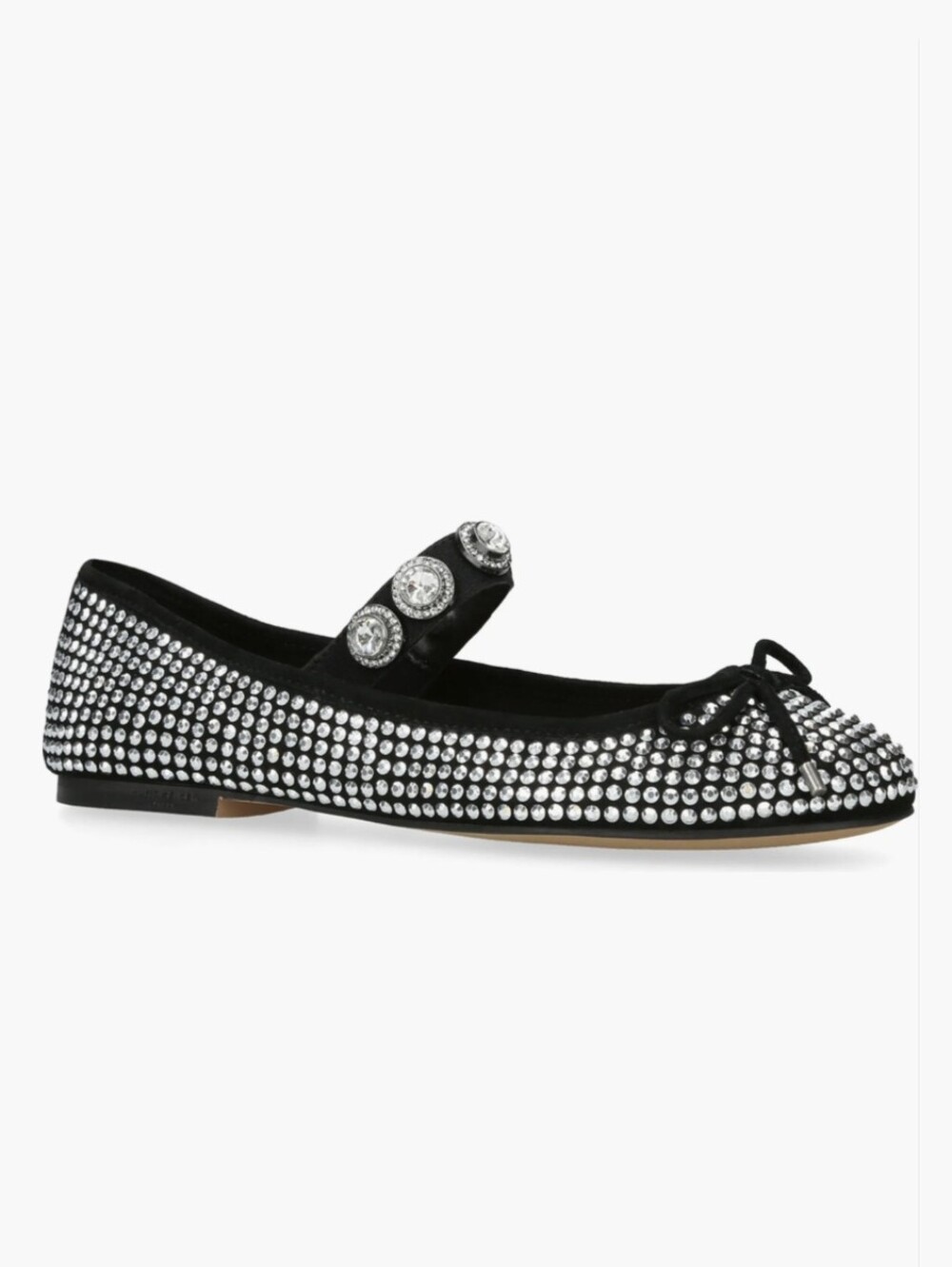 Kurt Geiger Octavia Ballerina Black Crystal-Embellished Mary Jane Ballet Flats